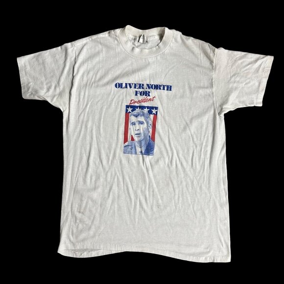 Vintage White House Oliver North For President T Shirt XL 80s USA Single Stitch - Picture 2 of 12